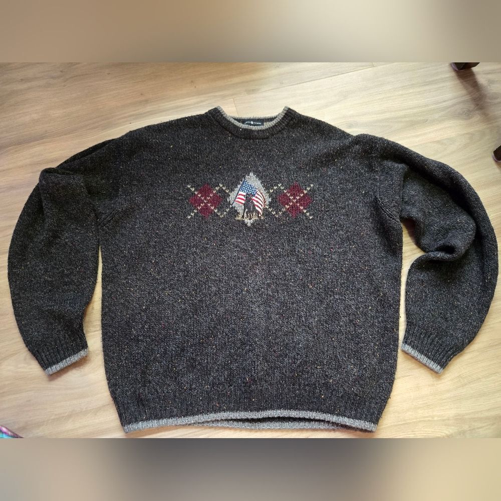 Men's Gray Argyle Sweater
